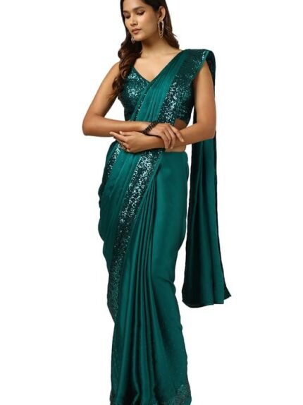 Soch Womens Satin Saree With Stones And Sequins