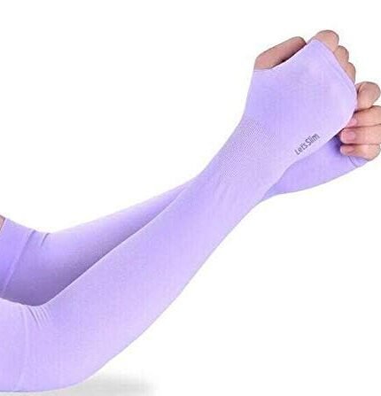 MOOLYAVAAN PRODUCTS Purple Thumb Cut Arm Slevee Fully Stretched Skinny Fit Arm Sleeves for Hand Cover Arm to Sunscreen