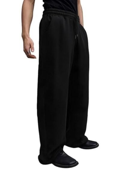 Men's Premium Fleece Sweatpants, Soft Lightweight Lounge Pants with Elastic Drawstring Waist, Casual Athletic Straight-Leg Pants,