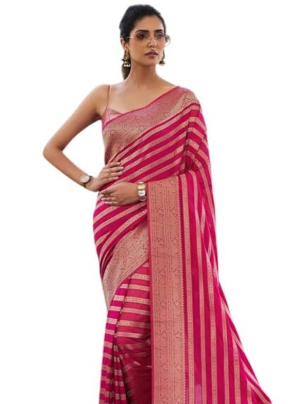 Women's Original Rajwadi Pure Georgette kanchipuram Kanjivaram Real Zari Silk Desinger Saree With Blouse Piece for Wedding
